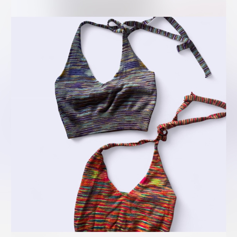 SHEIN Vibrant Knit Halter Tops